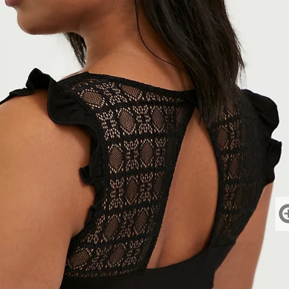NWT Torrid Super Soft Blk Lace Hi-Lo Babydoll Tank